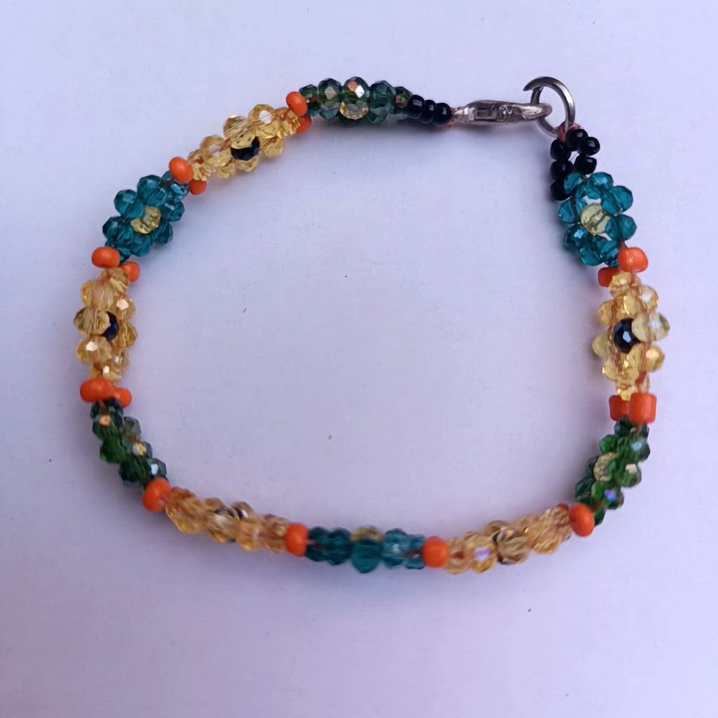 Handmade Colorful Flower Beaded Bracelet – Glass Seed Beads Jewelry
