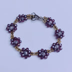 Handmade Purple Flower Beaded Bracelet – Elegant Glass Bead Jewelry