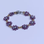 Handmade Purple Flower Beaded Bracelet – Elegant Glass Bead Jewelry