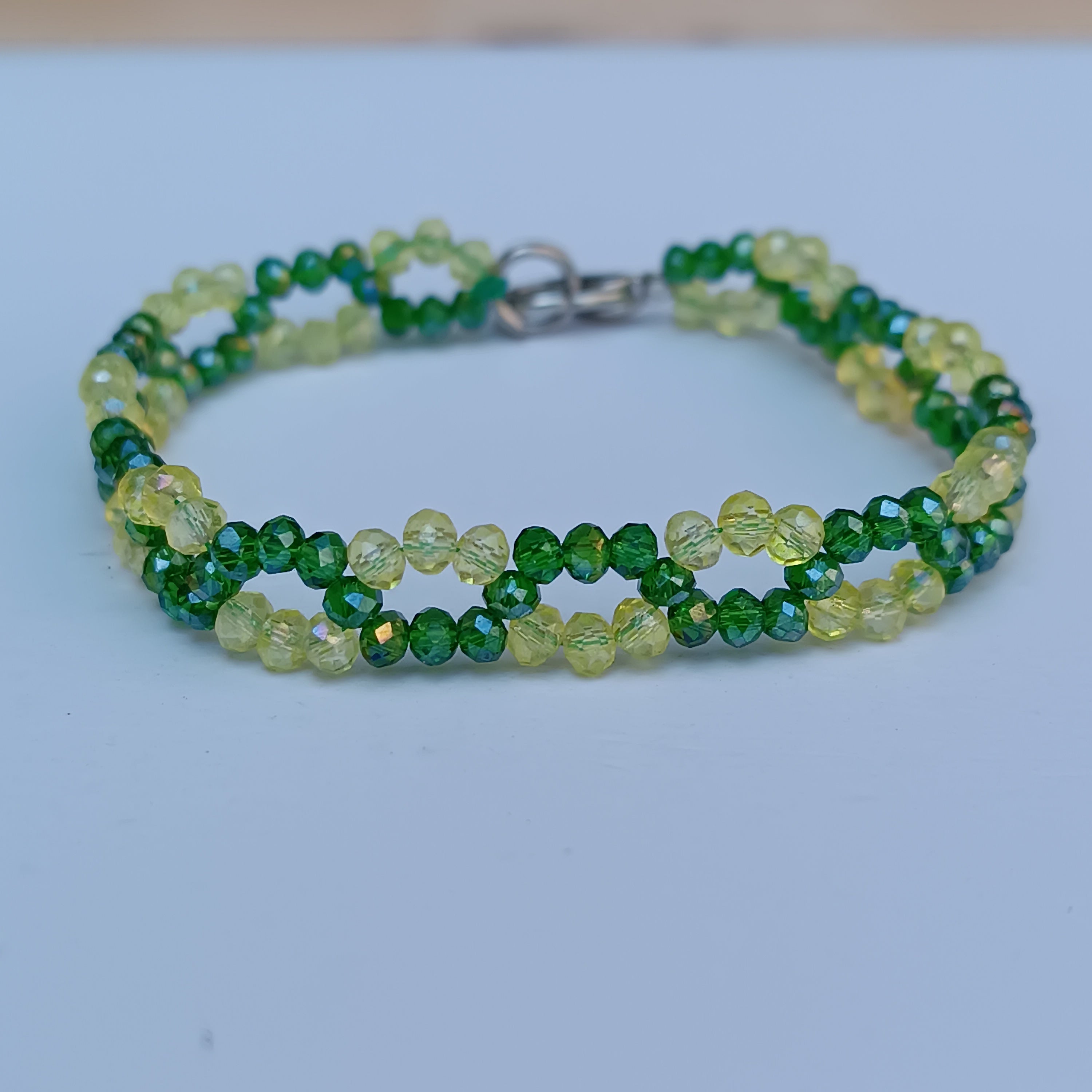 Multi-Layered Rainbow Crystal Bead Bracelet - Colorful Faceted Glass Stretch Bracelet