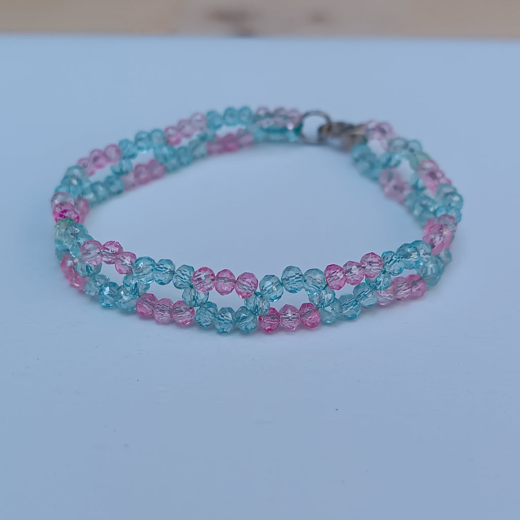 Multi-Layered Rainbow Crystal Bead Bracelet - Colorful Faceted Glass Stretch Bracelet