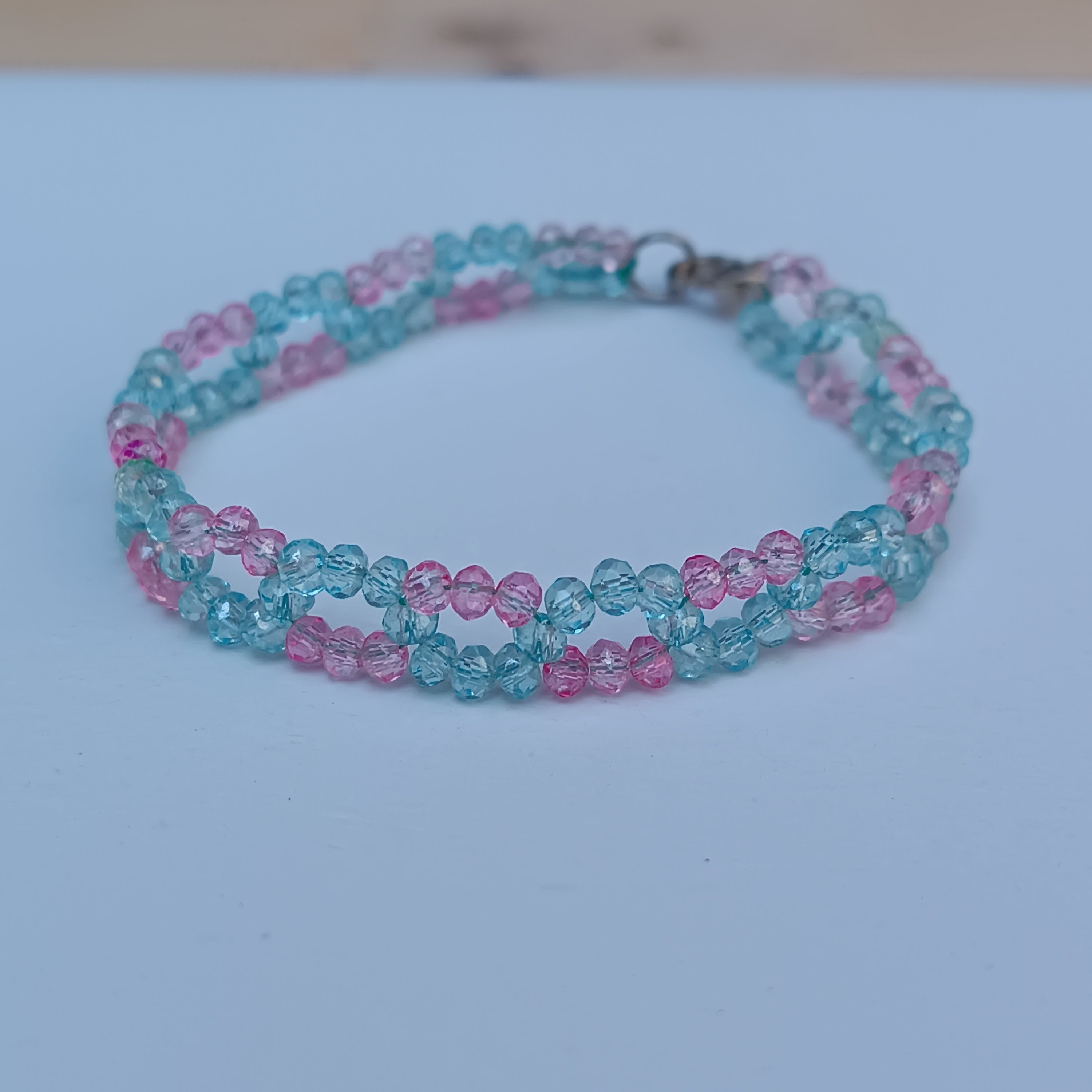 Multi-Layered Rainbow Crystal Bead Bracelet - Colorful Faceted Glass Stretch Bracelet