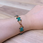 Handmade Bracelet with Emerald blue & Golden Glass Beads